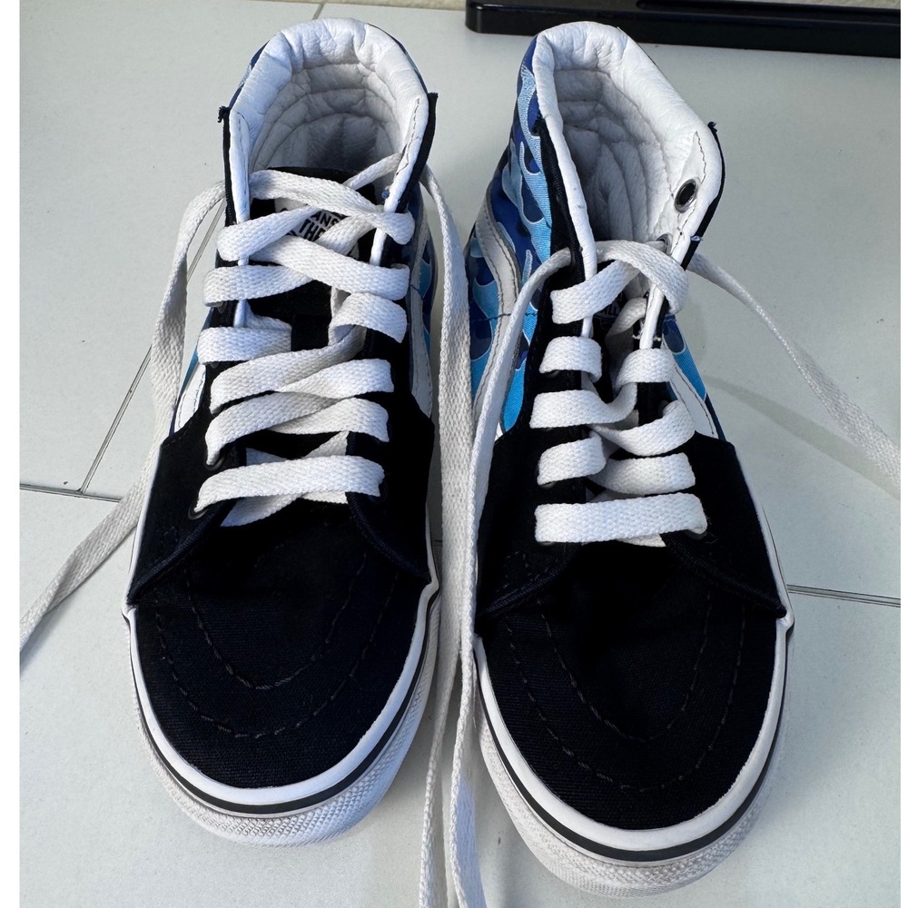 Vans Sk8 Hi Blue Camo Flame Sneakers Kids Size 13 High Top Skate Shoes